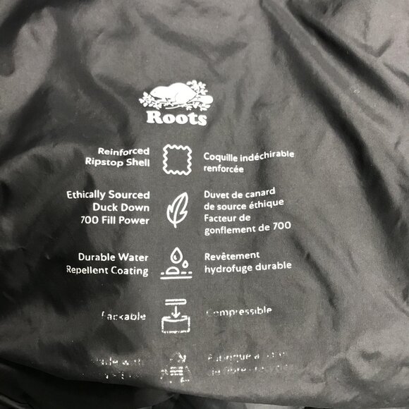 Roots Puffer Jacket Mens XL Black Gray Camo Hooded 700 Fill Down Anorak Half Zip - Picture 2 of 12